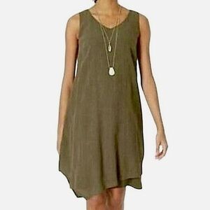 J.Jill Pure Jill Asymmetrical KneeLength Lagenlook Tank Green dress size L